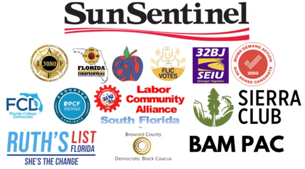 Organizations endorsing Marie Woodson for District 105: Sun Sentinel, IAFF Local 3080, Florida Professional Firefighters, Broward Teachers Union, FLIC Votes, 32BJ SEIU, Moms Demand Action, Florida College Democrats, Progressive Caucus of Florida, Labor Community Alliance of South Florida, Sierra Club, Ruth's List Florida, Broward County Democratic Black Caucus, and BAM PAC