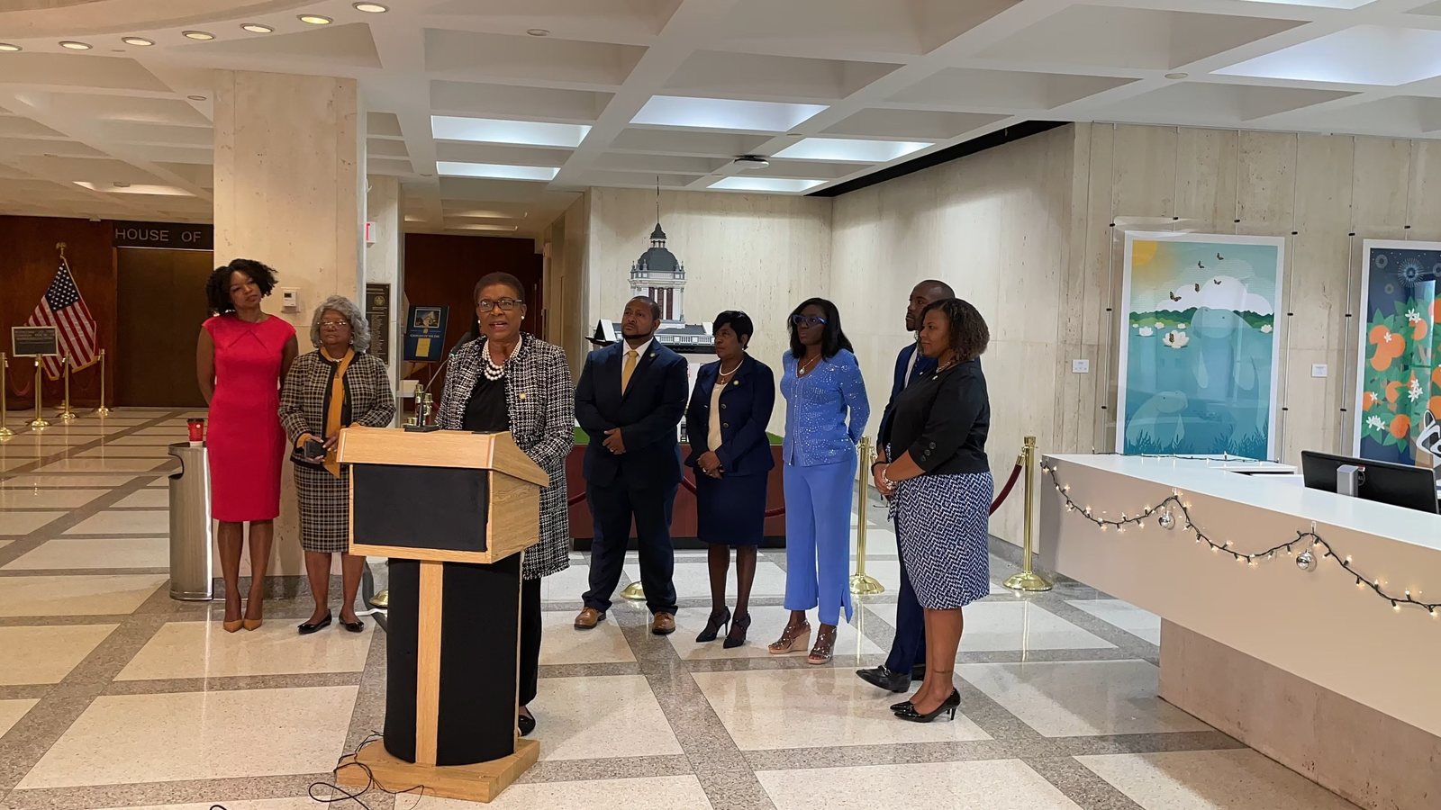 Marie Woodson with the District 105 community