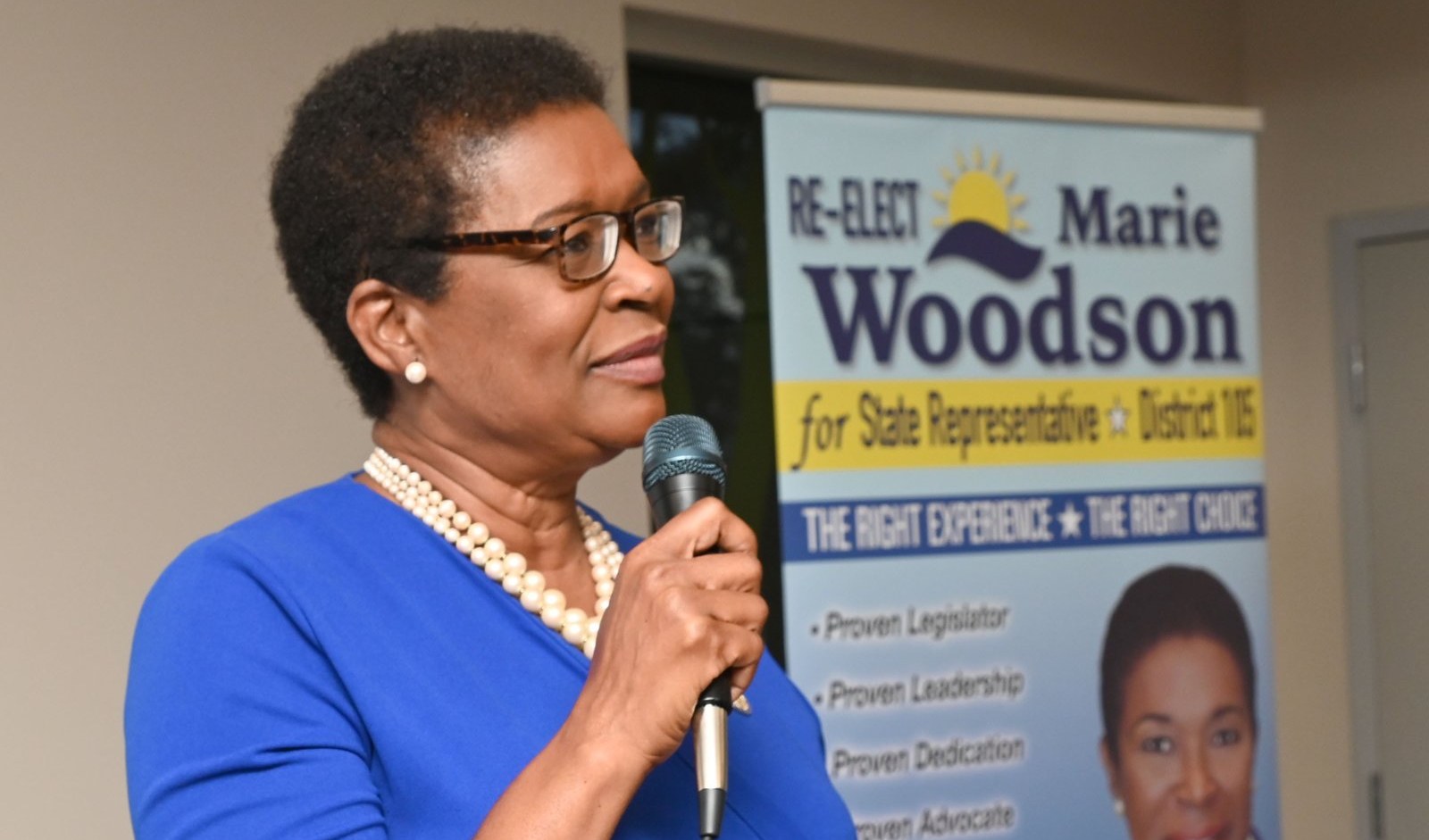 State Representative Marie Woodson speaking at a District 105 campaign event